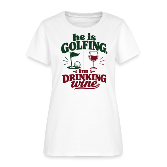 He is Golfing, im drinking wine - white